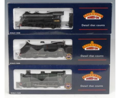 Bachmann Branch-Line Model Railways - 32-154 N Class 31843 BR Lined Black 4MT Chimney locomotive, 00 gauge, boxed; 32-163 N C