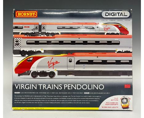Hornby Model Railways - R2467X 'Virgin Trains Pendolino' locomotive and coach train pack boxed set, comprising a class 390 ki