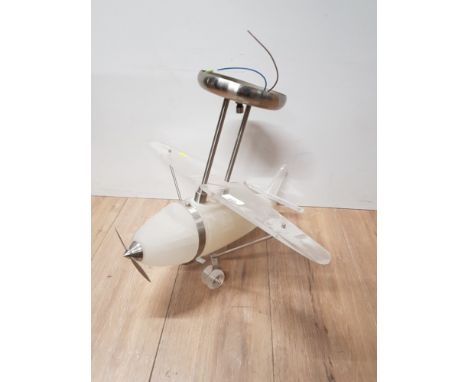 CLOUDED GLASS AIRPLANE HANGING LIGHT FITTING