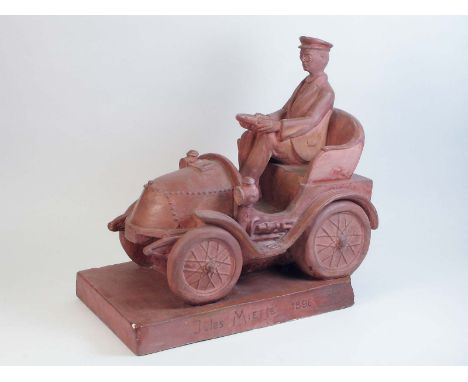 An 1896 Plaster Maquette of the Jules Miesse 'La Torpille' Steam Car.A rare and original maquette having a painted terracotta
