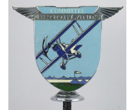 Brooklands Aero-Club 'Committee' Badge A particularly rare badge, in excellent condition, showing a biplane banking over the 