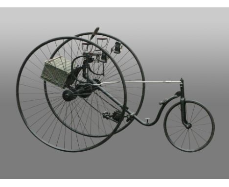 An Open-Front High Wheel Tricycle A front-steering reproduction tricycle made to a high and exacting standard in (it is belie