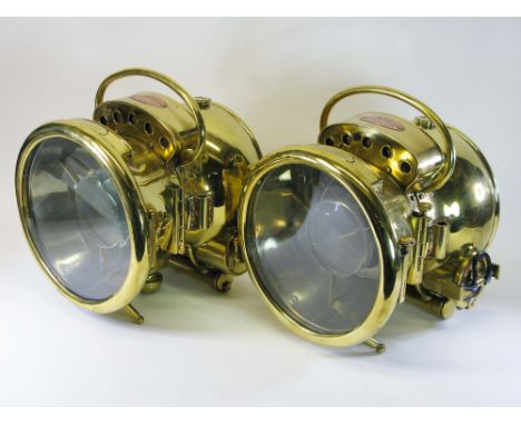 A Pair of B.R.C. 'Alpha' Self-Contained Acetylene Gas Headlamps Dating between 1903 and 1910, a sided-pair of Boa-Rodrigues &