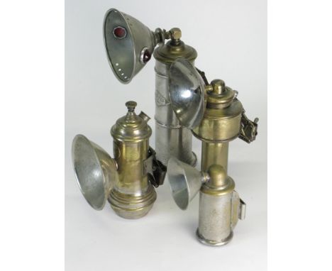 Four Open-Fronted Acetylene Gas Lamps of mainly French manufacture, the lamps represent a style and robustness that was popul
