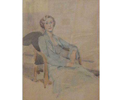 Attributed to Ronal Gray (1868-1951) watercolour portrait entitled and attributed to printed label verso, the label indicatin