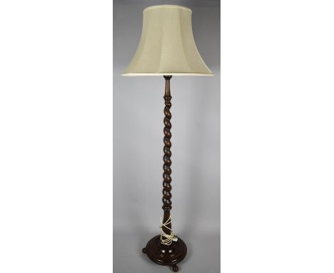 An Edwardian Barley Twist Mahogany Standard Lamp and Shade 