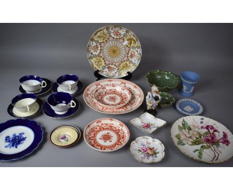 A Collection of Ceramics to Include Four Cobalt Blue and Decorated Aynsley Teacups and Saucers, Wedgwood Jasperware, Royal Cr