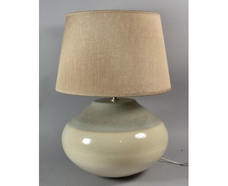 A Modern Glazed Ceramic Table Lamp and Shade, Total Height 48cm 