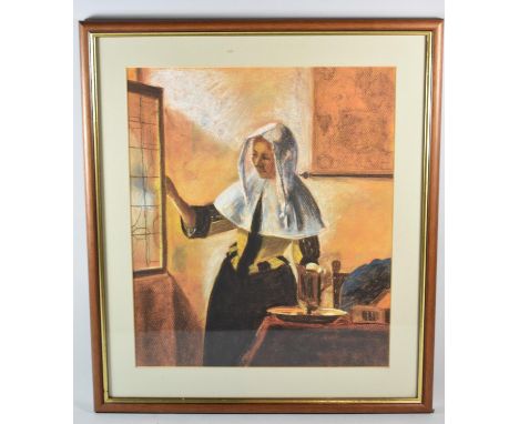 A Framed Pastel Depicting Maiden at Window, 39cm Wide 