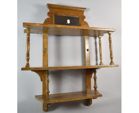 A Modern Light Oak Three Tier Wall Shelf with Mirror Gallery, 51cm wide 