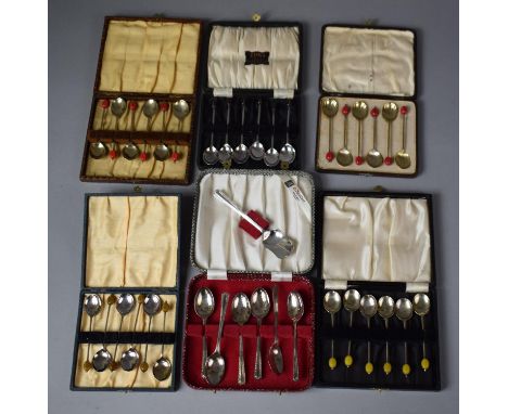Six Cased Sets of Various Vintage Coffee Spoons 