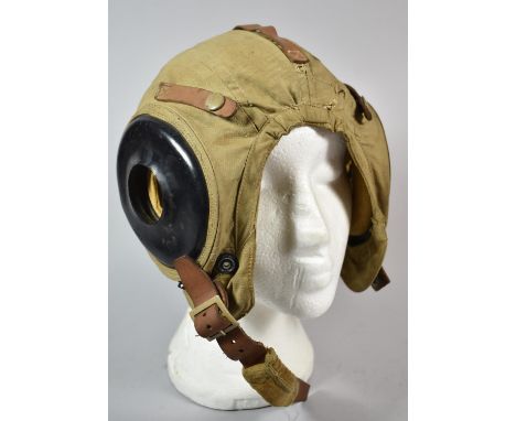 A Vintage American Air Force Summer Flying Helmet, Size L by Bates Shoe Company, with Label 