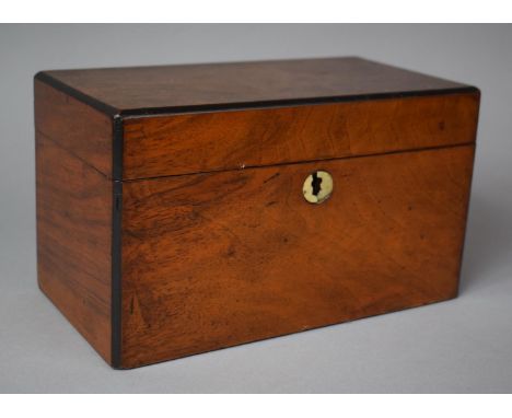 A 19th Century Mahogany Tea Caddy with Hinged Lid to Fitted Interior Having One Tea Store and Cobalt Blue Glass Mixing Bowl w