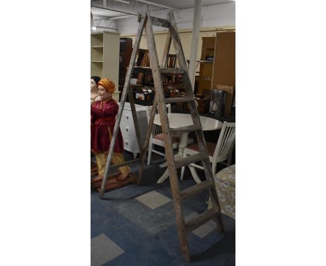 A Vintage Wooden Five Step Step Ladder 