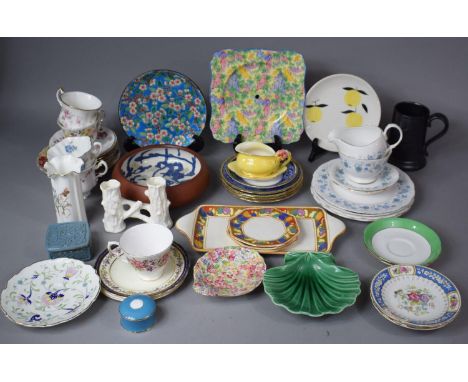 A Collection of Various Ceramics to Include Royal Winton Sauce Boat on Stand (Chip to Rim), Various Teacups and Saucers, Stud