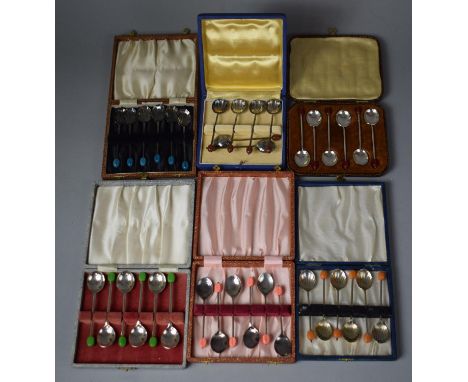 Six Cased Sets of Various Vintage Coffee Spoons 
