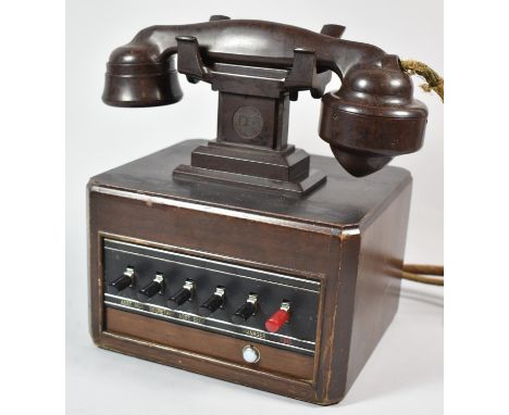 A Vintage Bakelite and Wooden Dictograph Telephone System 