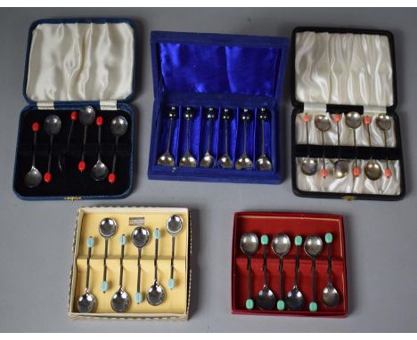 Six Cased Sets of Various Vintage Coffee Spoons 