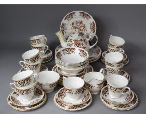 A Colclough Part Tea and Dinner Service to Include 12 Cups, Milk, Sugar, Teapot, Six Bowls, Ten Saucers, Eleven Side Plates, 