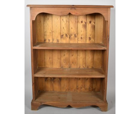 A Modern Stained Pine Three Shelf Open Bookcase, 78cm wide 