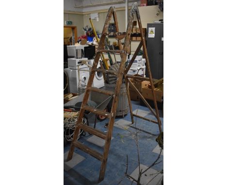 A Vintage Wooden Six Step Step Ladder 