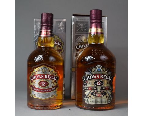 Two Bottles of Chivas Regal 12 Year Old Blended Scotch Whisky in Cardboard Cartons 