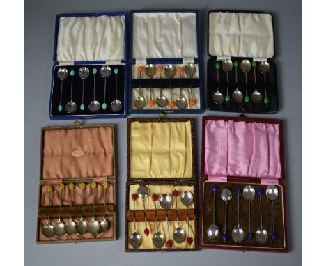 Six Cased Sets of Various Vintage Coffee Spoons 