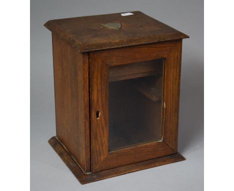 An Edwardian Oak Smokers Cabinet with Fitted Interior to Include Top Drawer and Pipe Rack, Missing Bowl, 25cm High 