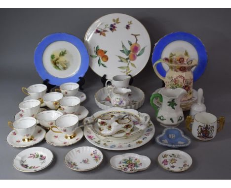 A Collection of Ceramics to Include Gilt and Floral Coffee Can and Saucers, Allertons Green Dragon Decorated Jug, Masons Jug 