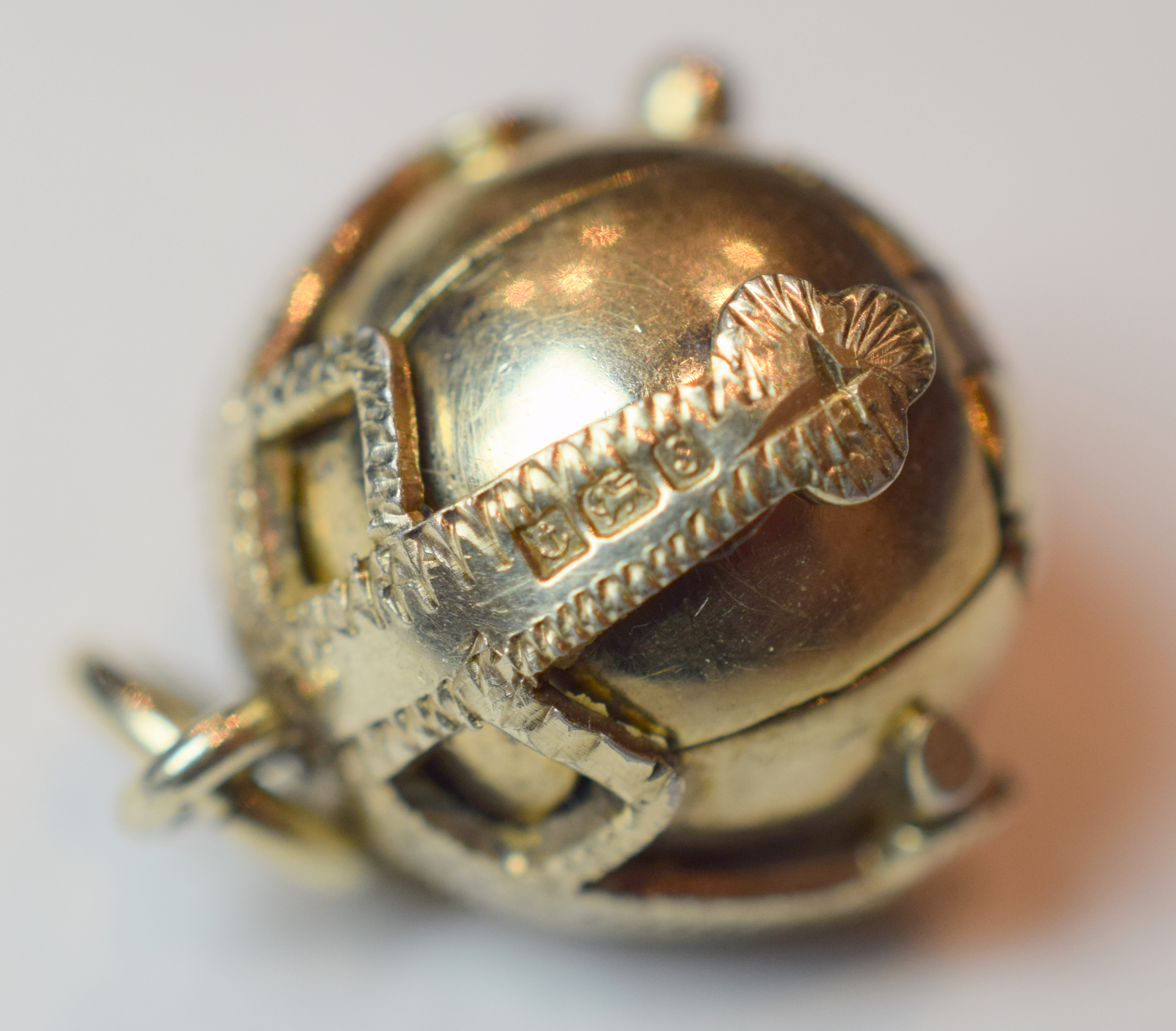 Masonic Silver Orb With Gold Plating, Opens to a cross Masonic orb