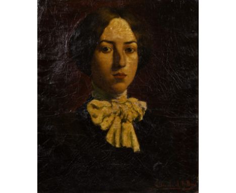 Emile BAES (1879-1954)Oil on canvas Lady's portrait, signed and dated 1900.Olie op doek Damesportret, getekend en gedateerd 1
