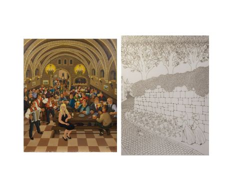 Jacques LE FLAGUAIS (1921-1986)Oil on canvas The party, drawn and etching 4/60, drawn.Olie op doek Het feest, getekend en ets