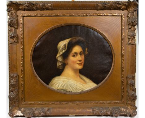 Henri TIMMERMANS (1858-1942)Oil on canvas Portrait of a lovely lady, signed.Olie op doek Portret van een lieftallige dame, ge