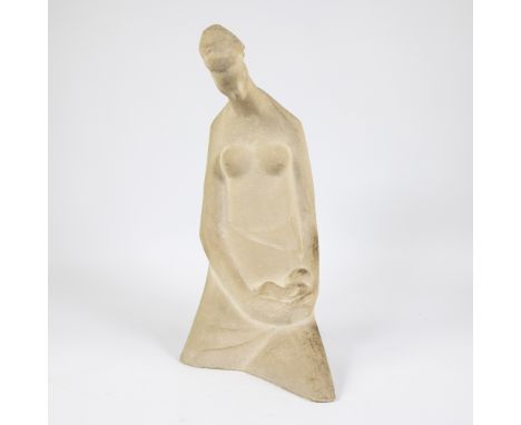 Frédéric MINNE (1907-1978)Stone sculpture Mother and child, signed.Stenen sculpture Moeder en kind, getekend.H 54.5 cm