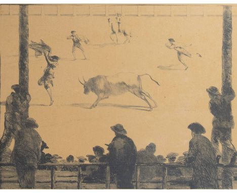 Charles DOUDELET (1861-1938)Etching Bullfight, signed.Ets Stierengevecht , getekend.28.5 x 37.5 cm