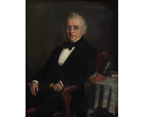 19th century Man's portrait, oil on canvas, signed and dated 184919e eeuws Herenportret, olie op doek, getekend en gedateerd 