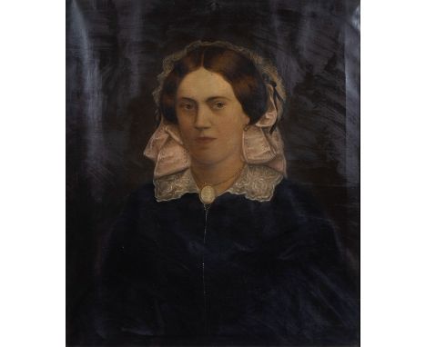 19th century oil on canvas Lady's portrait19e eeuws olie op doek Damesportret70 x 60 cm