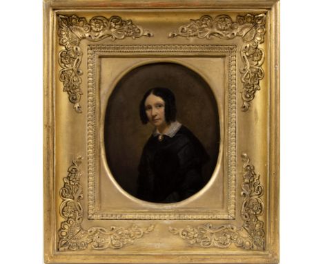 Lieven DE WINNE (1821-1880) (attrib.)Portrait Mademoiselle Verminck , oil on panel, unsigned.Died in Ghent in 1849 as a resul