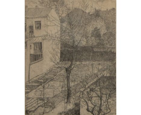 Jules De BruyckerJardin.Etching, épreuve 1st état, drawn in pencil.Jardin.Ets, épreuve 1e état, getekend in potlood.19.5 x 15