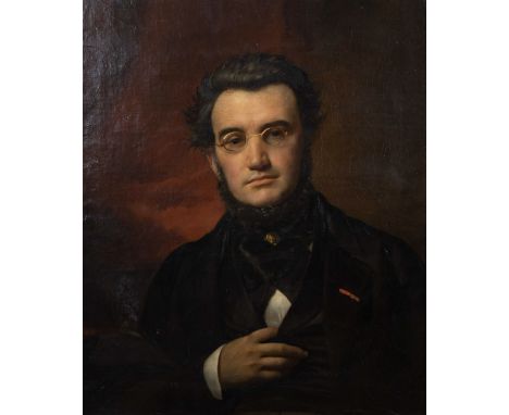 François Joseph NAVEZ (1787-1869)Oil on canvas Men's portrait, in original Empire frame.Olie op doek Herenprotret, in origine