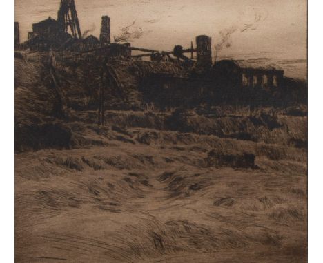 Albert BAERTSOEN (1866-1922)Coal mine.Etching, signed in pencil.Steenkoolmijn.Ets, getekend in potlood.27 x 30 cm Catalog MSK
