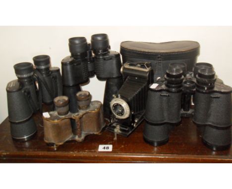 Five pairs of binoculars & a Brownie bellows camera
