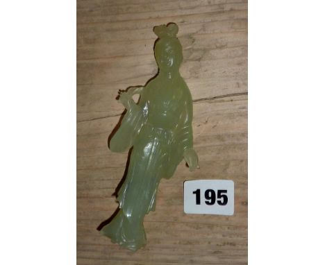 A Chinese green Celadon jade statue of a woman