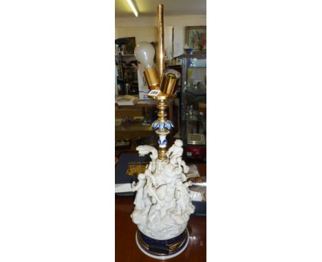 Sevres figural table lamp centrepiece