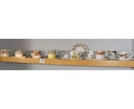 Collection of assorted bone china coffee cans & saucers (14)