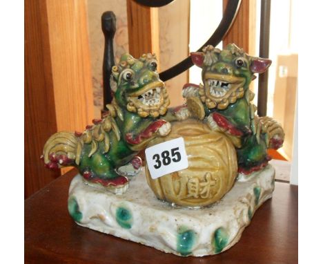 19th c. Chinese Stoneware Fo Dog roof tile finial, impressed mark under (A/F)