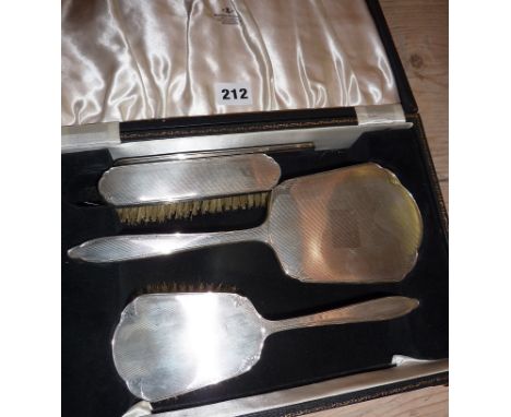 Cased set of silver hair brushes and comb with Glasgow retailer of Robert Stewart