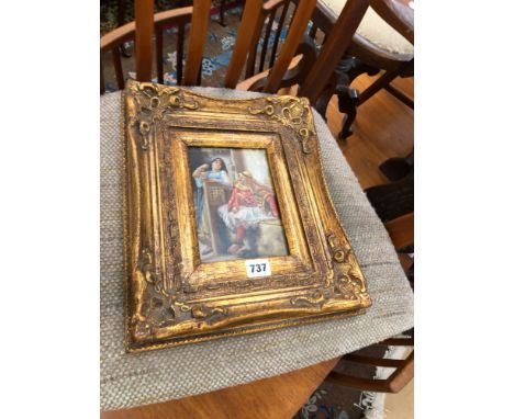 A DECORATIVE GILT FRAMED OIL ON PANEL MIDDLE EASTERN SCENE 