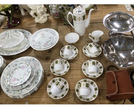 A FOLEY PART DINNER SERVICE, A SPODE COFFEE SET, ELECTROPLATE CAKE DISHES, A KODAK BOX CAMERA, A CLOTHES IRON, ETC.