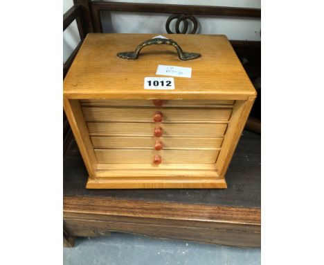 A PINE FIVE DRAWER CASED PLASTIC AND BAMBOO MAHJONG SET